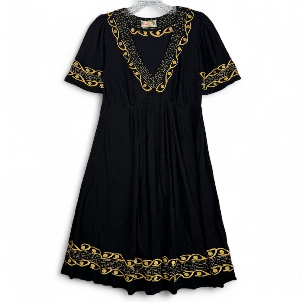 Flying Tomato by Salt & Pepper Dress Womens Size Small Black Gold Embroidered